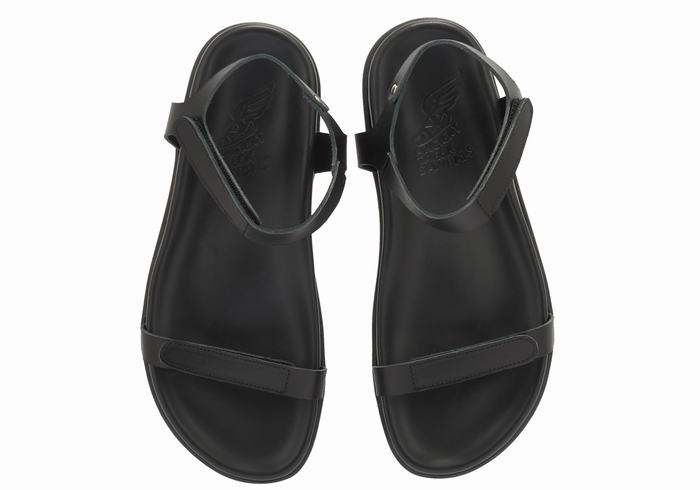 Sandali Con Cinturino Sul Retro Ancient Greek Sandals Poros Donna Nere | TXO1390PJ