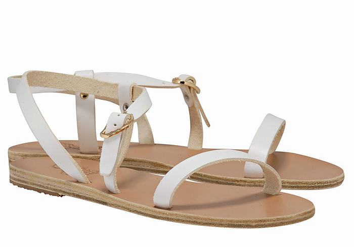 Sandali Con Cinturino Sul Retro Ancient Greek Sandals Niove Leather Donna Bianche | CVP2061NO