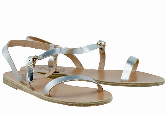 Sandali Con Cinturino Sul Retro Ancient Greek Sandals Niove Leather Donna Argento | CUU112WH