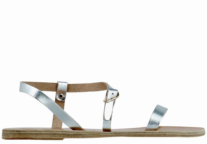 Sandali Con Cinturino Sul Retro Ancient Greek Sandals Niove Leather Donna Argento | CUU112WH