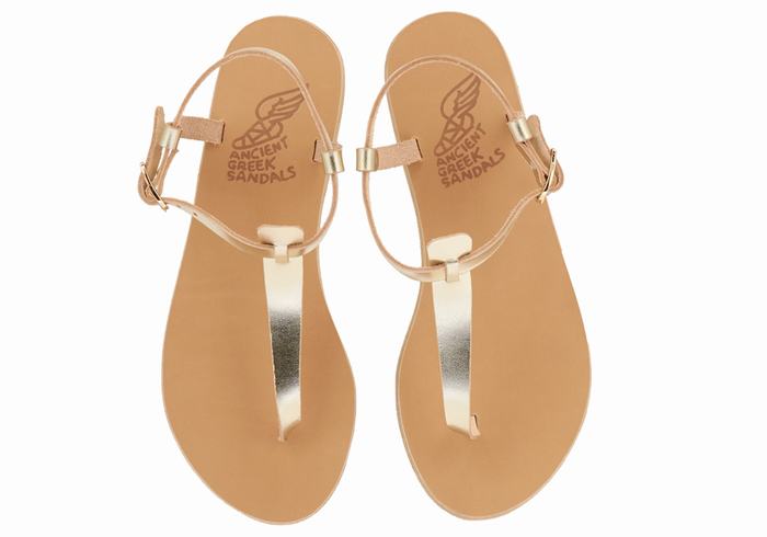 Sandali Con Cinturino Sul Retro Ancient Greek Sandals Lito Flip Flop Leather Donna Oro Bianche | ICR2553KD