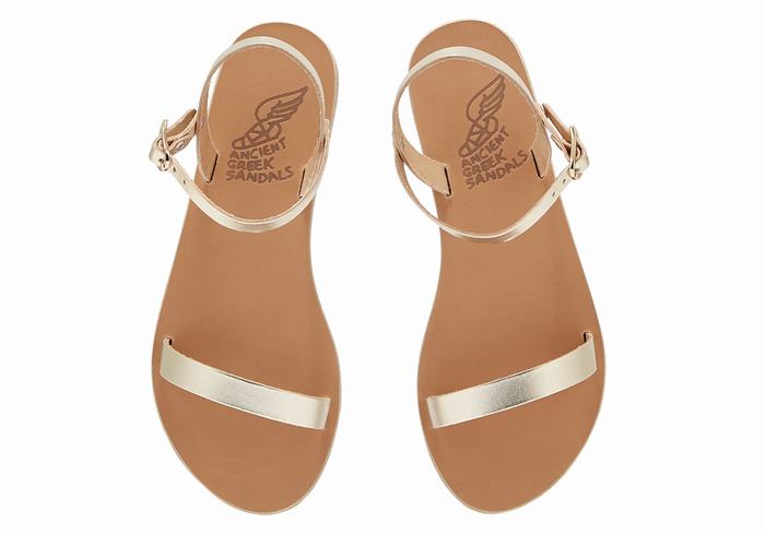 Sandali Con Cinturino Sul Retro Ancient Greek Sandals Irida Leather Donna Oro Bianche | HMU956KA