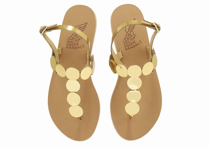 Sandali Con Cinturino Sul Retro Ancient Greek Sandals Ilios Flip Flop Leather Donna Oro | ZCO4836TS