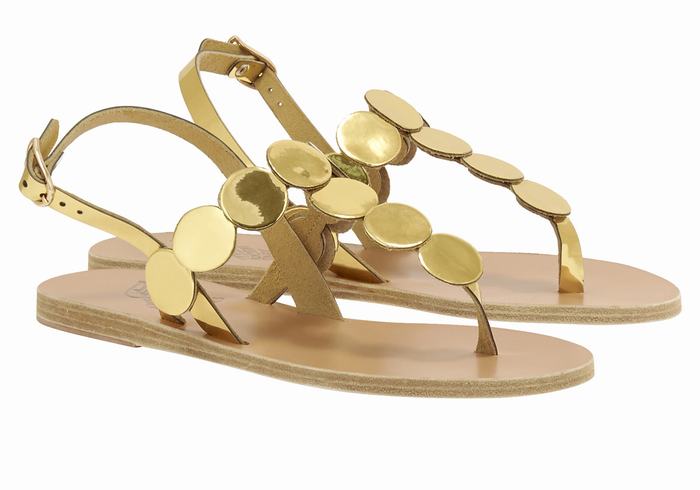 Sandali Con Cinturino Sul Retro Ancient Greek Sandals Ilios Flip Flop Leather Donna Oro | ZCO4836TS