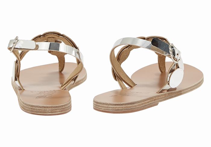 Sandali Con Cinturino Sul Retro Ancient Greek Sandals Ilios Flip Flop Leather Donna Argento | PMJ631HE