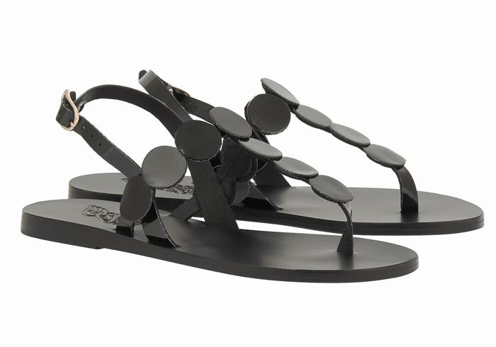 Sandali Con Cinturino Sul Retro Ancient Greek Sandals Ilios Flip Flop Leather Donna Nere | VNJ7844KG