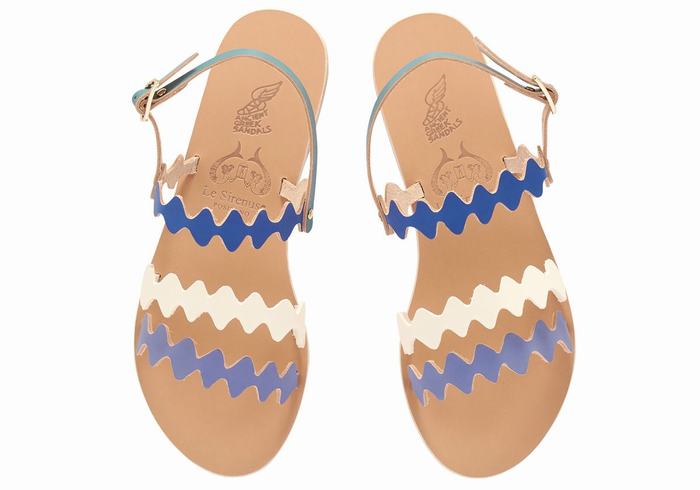 Sandali Con Cinturino Sul Retro Ancient Greek Sandals Clio Onda Donna Blu Bianche | BLO2537MQ