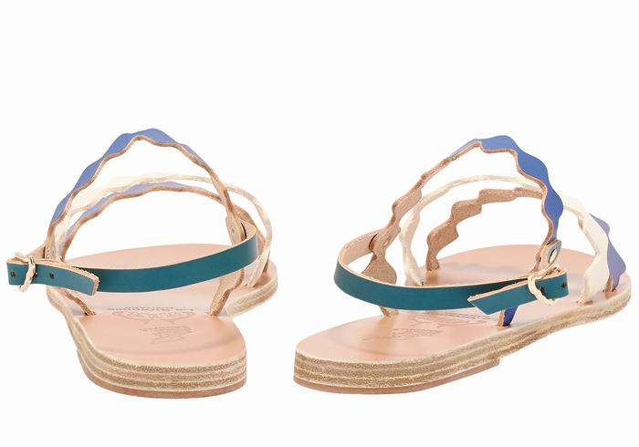 Sandali Con Cinturino Sul Retro Ancient Greek Sandals Clio Onda Donna Blu Bianche | BLO2537MQ