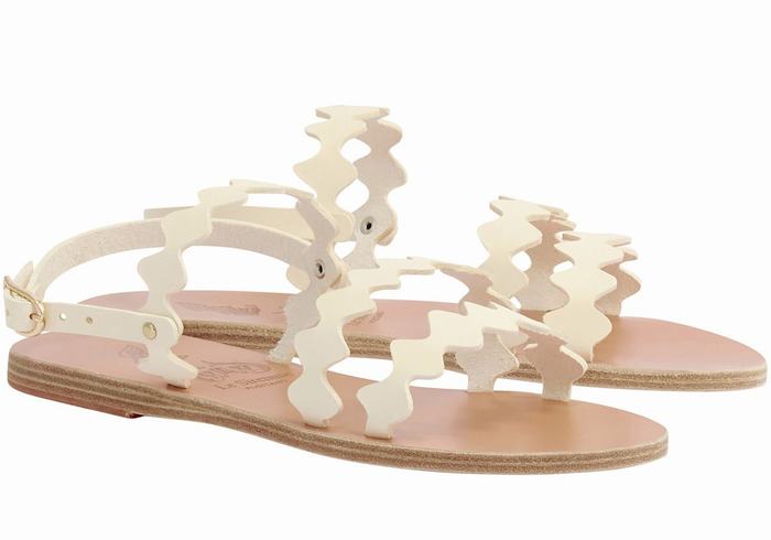 Sandali Con Cinturino Sul Retro Ancient Greek Sandals Clio Onda Leather Donna Bianche | SHP4058KS