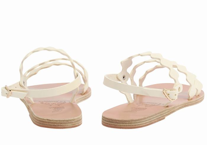 Sandali Con Cinturino Sul Retro Ancient Greek Sandals Clio Onda Leather Donna Bianche | SHP4058KS