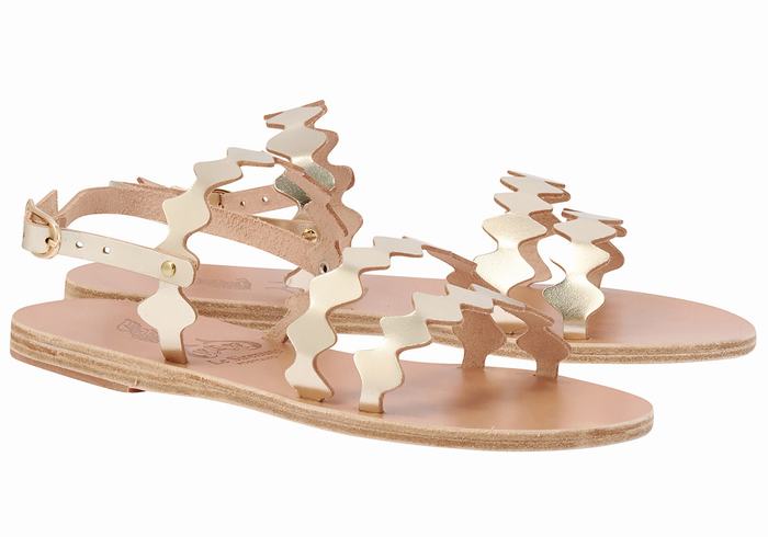 Sandali Con Cinturino Sul Retro Ancient Greek Sandals Clio Onda Donna Oro Bianche | TDM5386LA