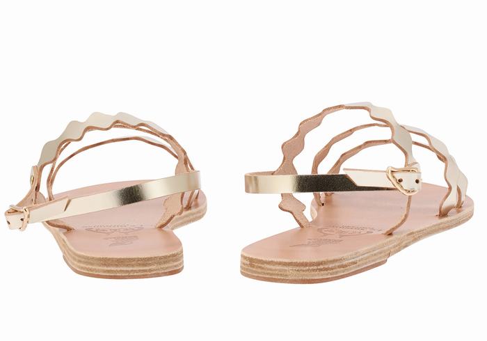 Sandali Con Cinturino Sul Retro Ancient Greek Sandals Clio Onda Donna Oro Bianche | TDM5386LA