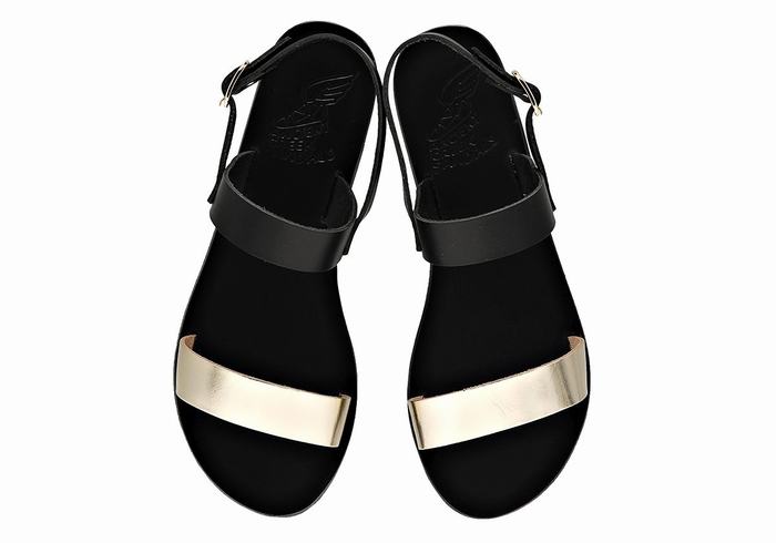 Sandali Con Cinturino Sul Retro Ancient Greek Sandals Clio Donna Nere Oro Bianche | ZLK8277PF