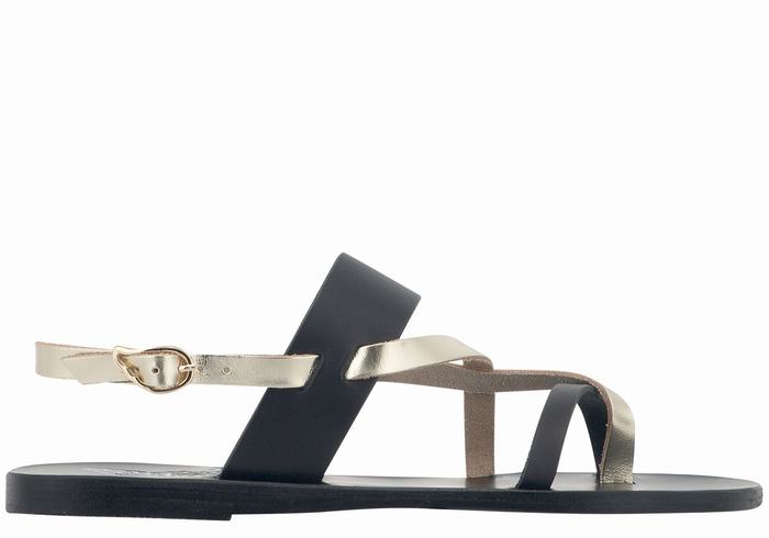 Sandali Con Cinturino Sul Retro Ancient Greek Sandals Alethea Leather Donna Nere Oro Bianche | SLB5145WS