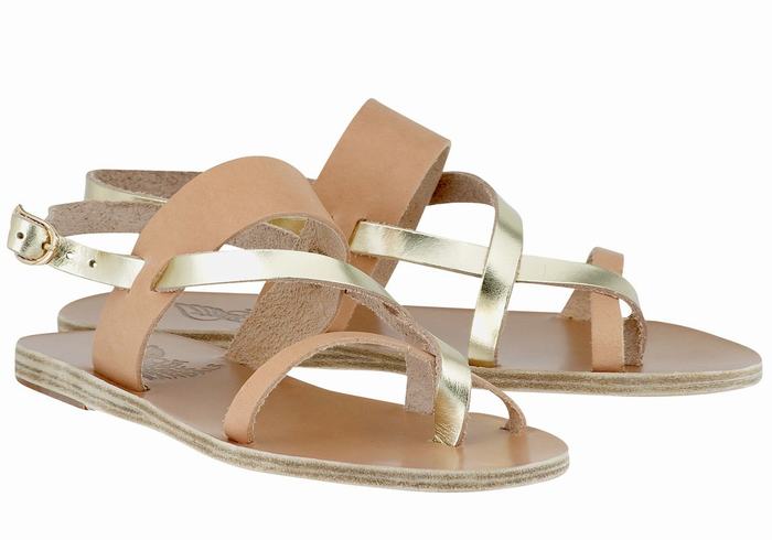 Sandali Con Cinturino Sul Retro Ancient Greek Sandals Alethea Leather Donna Beige Oro Bianche | CFK2271WE