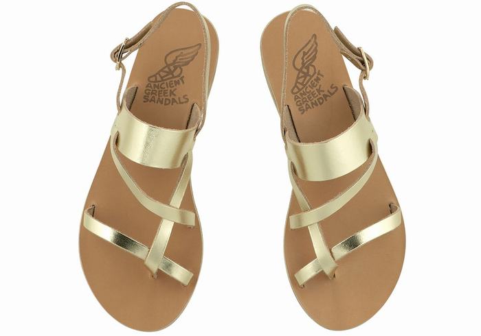 Sandali Con Cinturino Sul Retro Ancient Greek Sandals Alethea Leather Donna Oro Bianche | ZPF2943AV