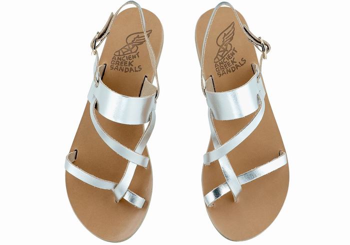 Sandali Con Cinturino Sul Retro Ancient Greek Sandals Alethea Leather Donna Argento | BUR645PN