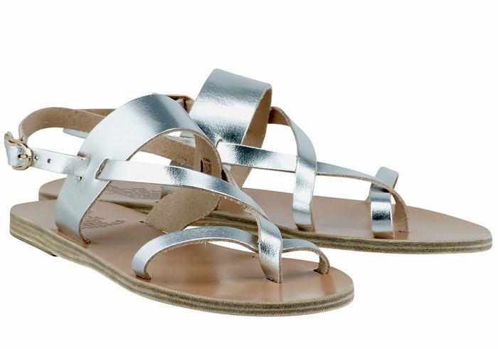 Sandali Con Cinturino Sul Retro Ancient Greek Sandals Alethea Leather Donna Argento | BUR645PN