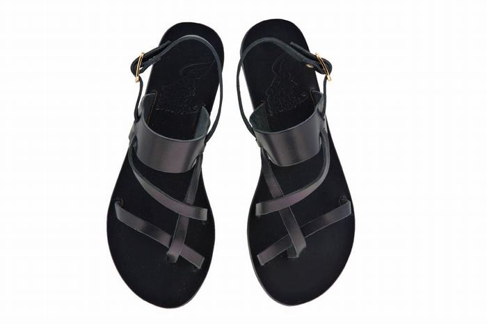 Sandali Con Cinturino Sul Retro Ancient Greek Sandals Alethea Leather Donna Nere | HMQ1059XV