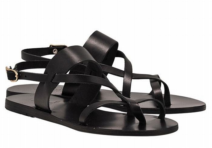 Sandali Con Cinturino Sul Retro Ancient Greek Sandals Alethea Leather Donna Nere | HMQ1059XV