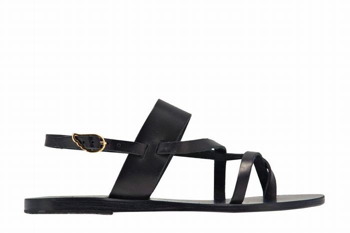 Sandali Con Cinturino Sul Retro Ancient Greek Sandals Alethea Leather Donna Nere | HMQ1059XV