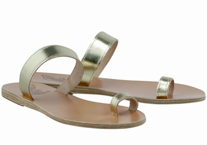 Sandali Con Puntale Ancient Greek Sandals Thalia Leather Donna Oro Bianche | FJX7638AW