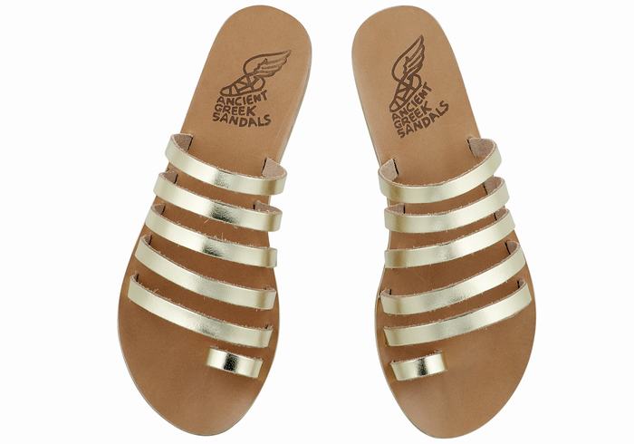 Sandali Con Puntale Ancient Greek Sandals Niki Leather Donna Oro Bianche | RYN738SK