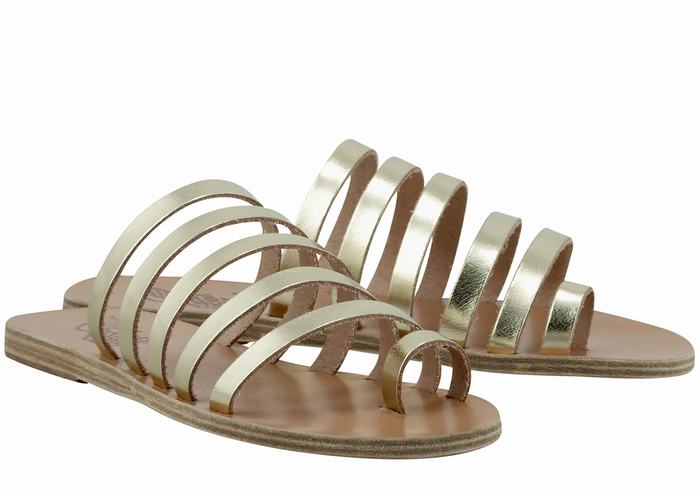 Sandali Con Puntale Ancient Greek Sandals Niki Leather Donna Oro Bianche | RYN738SK