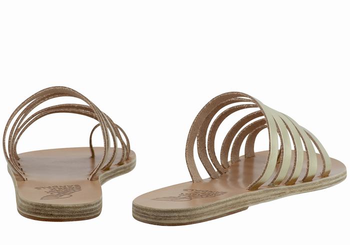 Sandali Con Puntale Ancient Greek Sandals Niki Leather Donna Oro Bianche | RYN738SK