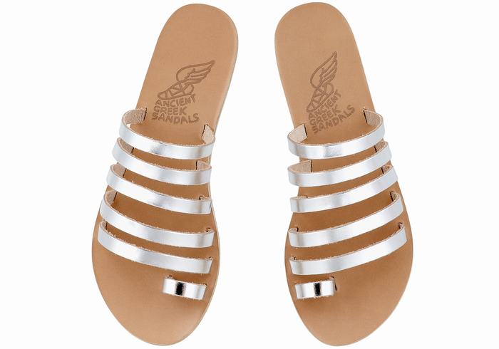 Sandali Con Puntale Ancient Greek Sandals Niki Leather Donna Argento | GIO3556TS