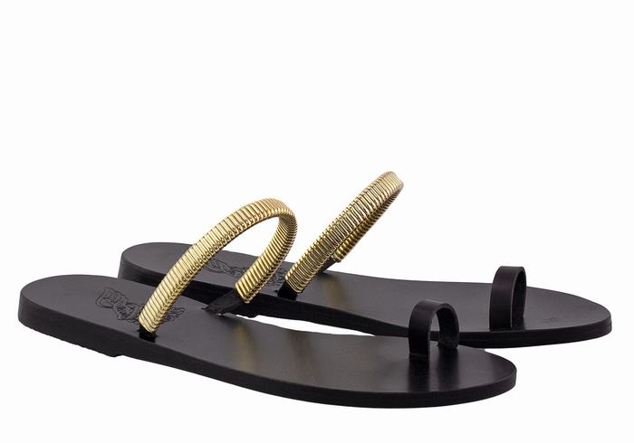 Sandali Con Puntale Ancient Greek Sandals Konaki Donna Nere Oro | HCQ9288DI