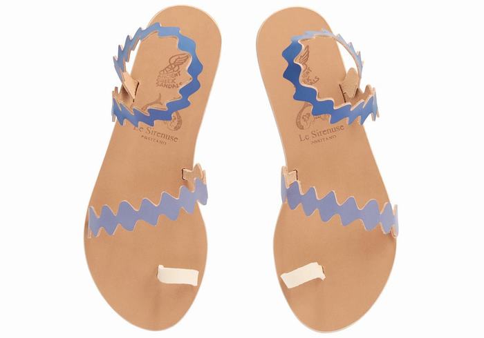 Sandali Con Puntale Ancient Greek Sandals Eleftheria Onda Leather Donna Blu Bianche | VPV8878XS