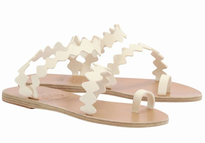 Sandali Con Puntale Ancient Greek Sandals Eleftheria Onda Leather Donna Bianche | HKX5570BV