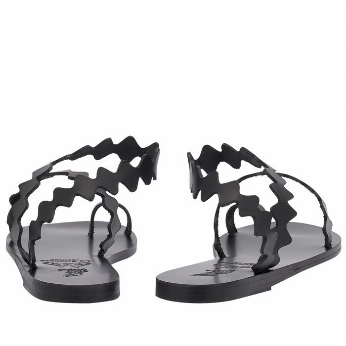 Sandali Con Puntale Ancient Greek Sandals Eleftheria Onda Leather Donna Nere | FWX383JY