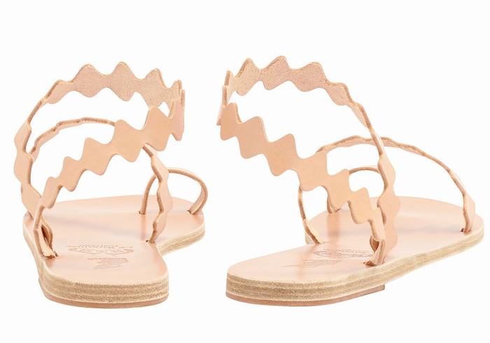 Sandali Con Puntale Ancient Greek Sandals Eleftheria Onda Leather Donna Beige | MHL817PM