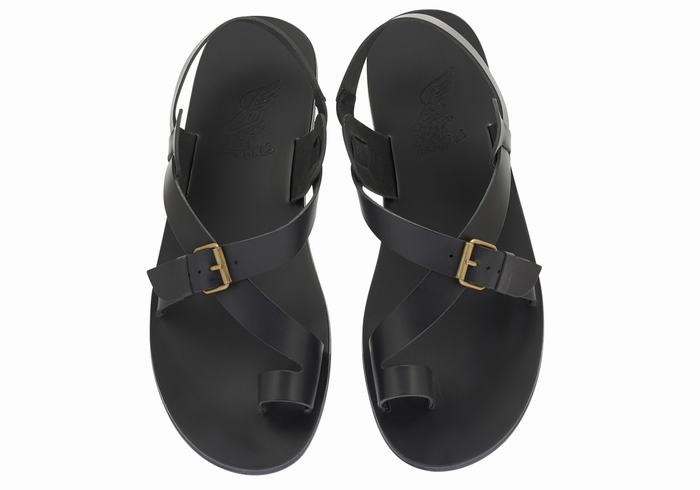 Sandali Con Puntale Ancient Greek Sandals Paris Leather Uomo Nere | GJQ7698RY