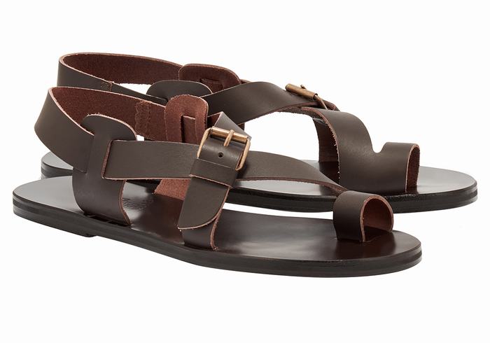 Sandali Con Puntale Ancient Greek Sandals Paris Leather Uomo Cioccolato | YCX907WF