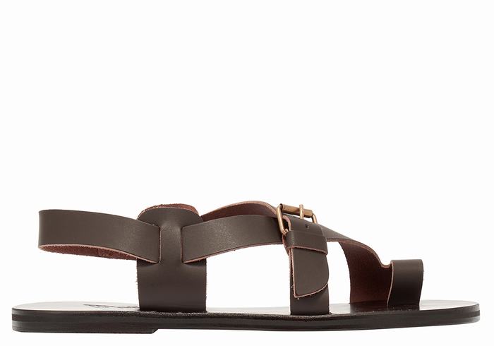 Sandali Con Puntale Ancient Greek Sandals Paris Leather Uomo Cioccolato | YCX907WF