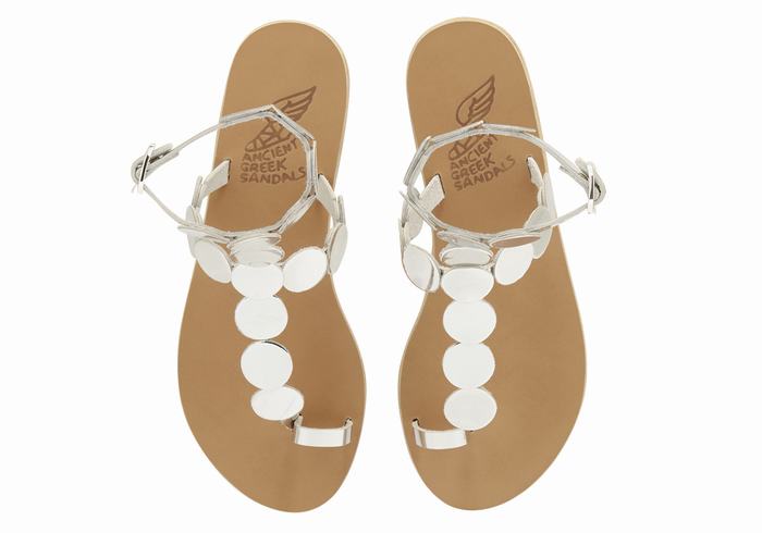 Sandali Con Puntale Ancient Greek Sandals Asteras Leather Donna Argento | WVZ7975MQ