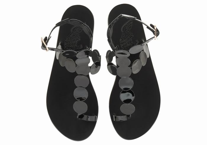 Sandali Con Puntale Ancient Greek Sandals Asteras Leather Donna Nere | ZZN3134TR