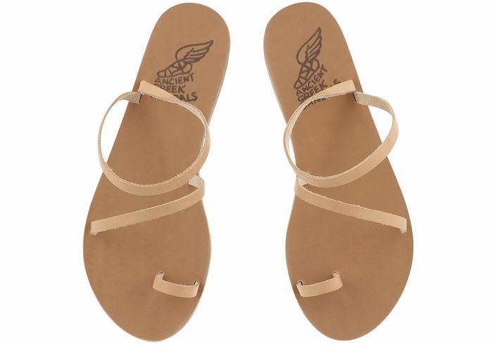 Sandali Con Puntale Ancient Greek Sandals Apli Eleftheria Leather Donna Beige | GWC1143FE