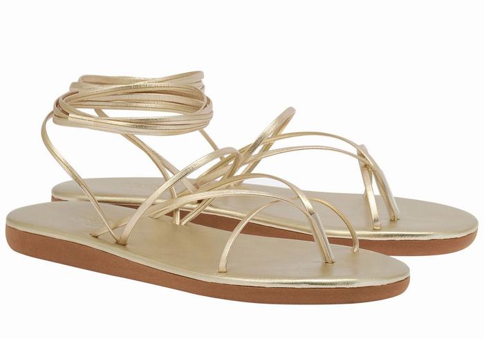 Sandali Da Gladiatore Ancient Greek Sandals String Donna Oro Bianche | GQV9948TN