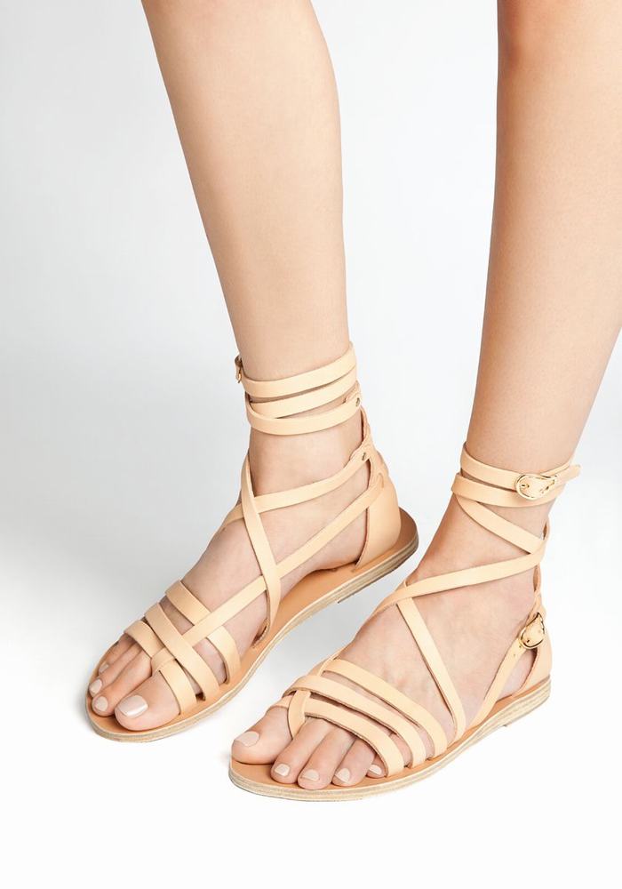 Sandali Da Gladiatore Ancient Greek Sandals Satira Leather Donna Beige | PWP8498WN