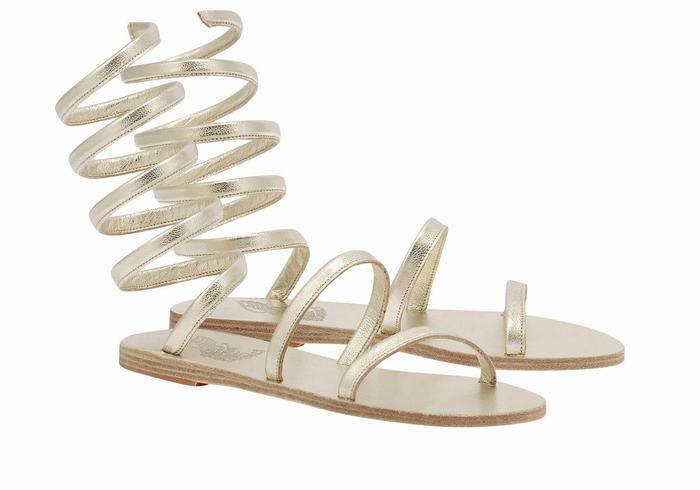 Sandali Da Gladiatore Ancient Greek Sandals Ofis Leather Donna Oro Bianche | MFJ5077ON