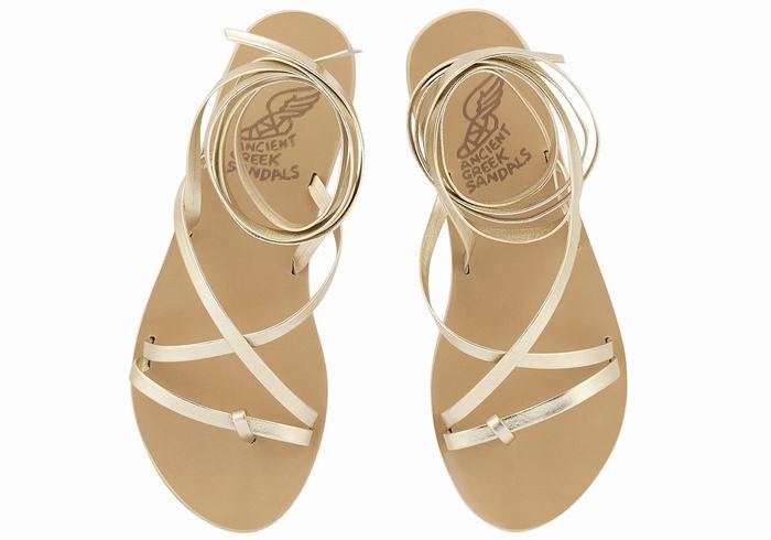 Sandali Da Gladiatore Ancient Greek Sandals Morfi Leather Donna Oro Bianche | MAQ1914ML