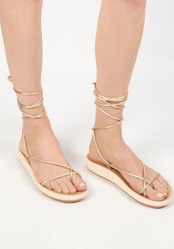 Sandali Da Gladiatore Ancient Greek Sandals Diakopes Comfort Donna Oro Bianche | JZN9510IS