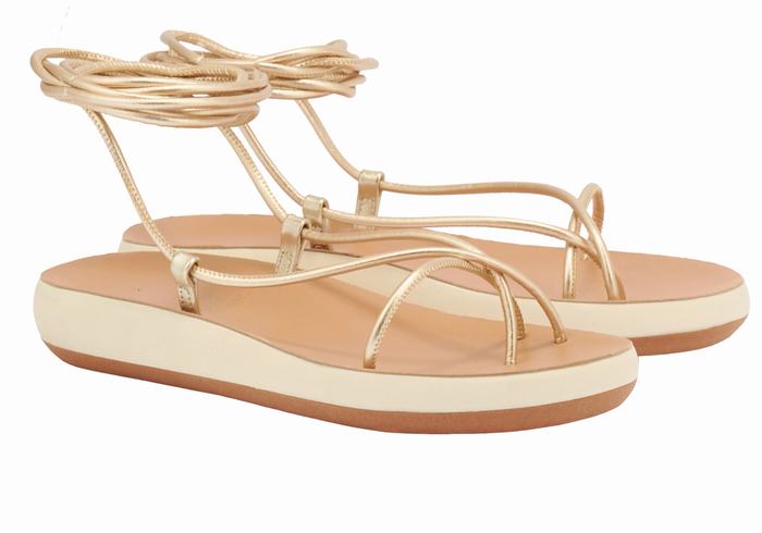 Sandali Da Gladiatore Ancient Greek Sandals Diakopes Comfort Donna Oro Bianche | JZN9510IS