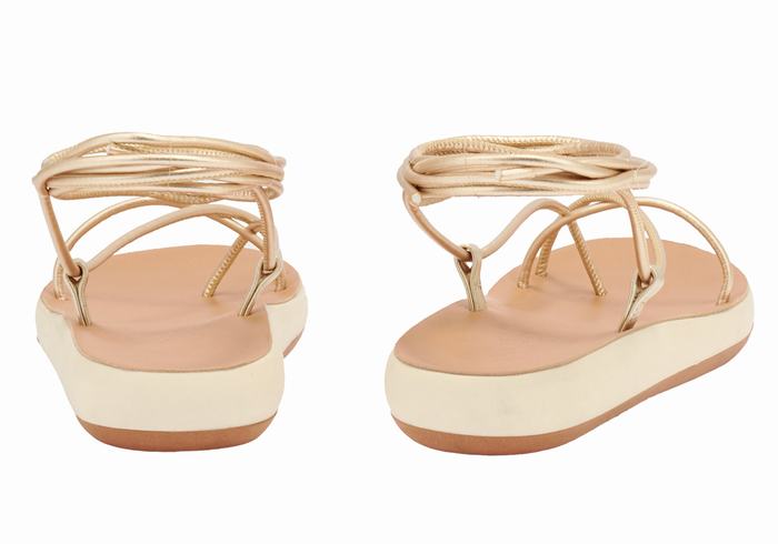 Sandali Da Gladiatore Ancient Greek Sandals Diakopes Comfort Donna Oro Bianche | JZN9510IS