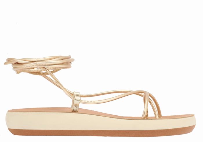 Sandali Da Gladiatore Ancient Greek Sandals Diakopes Comfort Donna Oro Bianche | JZN9510IS