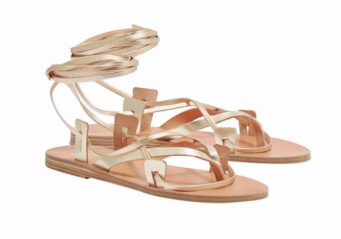 Sandali Da Gladiatore Ancient Greek Sandals Artemis De Gambies Donna Oro Bianche | DYG2525SB